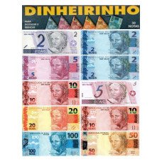 Cartela Kit Dinheiro Cedulas e Moedas