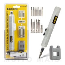 Chave De Fenda Eletrica Com 12 Pontas Bits Bom-9911 Bomder