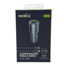Carregador Veicular Usb e Pd(Usb-C) Com Cabo Usb-C Para Iphone 53W Ims-215L Imenso