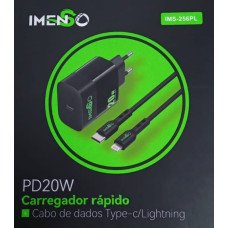 Carregador Fonte Tomada Usb-C Com Cabo Usb-C x Lightning 20W Preto Ims-256Pl Imenso