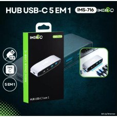 Adaptador 5 Em 1 Usb-C X 2 Usb-C 2 Usb Ims-716 Imenso