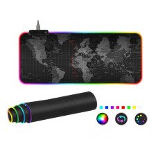 Mouse Pad Gamer Rgb 800x300x4mm Com Estampa Do Mapa Mundi Mp-Led30e80 Exbom