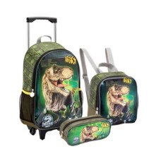 Kit Mochila De Rodinha Com Lancheira e Estojo