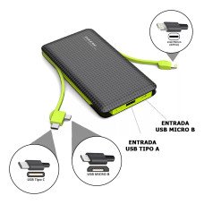 Power Bank 10000 Preto Com Verde Pn-956 Pineng Original