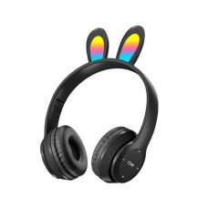 HeadPhone com Orelhas de Coelho Wireless Preto B12 Shinka