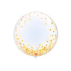 Balão Bubble Bobo Transparente Confetti Amarelo 24" 61cm São Roque