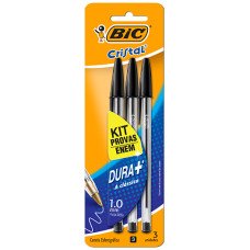 Caneta Esferográfica Cristal 1.0mm 3 Pretas Bic