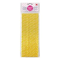Canudo de Papel Amarelo e Branco Bolinhas 6mmx20cm 4346 com 12 Unidades Make+