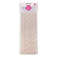 Canudo de Papel Branco e Rosa Bolinhas 6mmx20cm 4342 com 12 Unidades Make+
