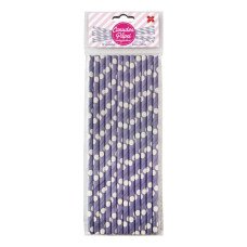 Canudo de Papel Lilás e Branco Bolinhas 6mmx20cm 4340 com 12 Unidades Make+