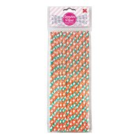 Canudo de Papel Listrado Corações 6mmx20cm 4306 com 12 Unidades Make+