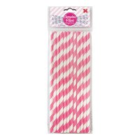 Canudo de Papel Listrado Rosa 6mmx20cm 4312 com 12 Unidades Make+
