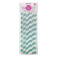 Canudo de Papel Listrado Verde Claro 6mmx20cm 4315 com 12 Unidades Make+
