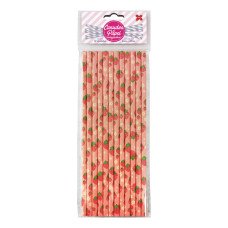 Canudo de Papel Morango 6mmx20cm 4355 com 12 Unidades Make+