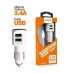 Carregador Veicular 3.4A 2 Usb KD-303A KAIDI