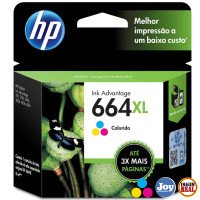 Cartucho HP 664XL Colorido Original (F6V30AB) Para HP Deskjet 2136 2676 3776 5076 5276
