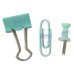 Kit Escritório Pequeno Verde Claro Clips Prendedor e Alfinete VMP