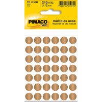 Etiqueta Adesiva Ø 12mm Ouro TP-12 5 Folhas Pimaco