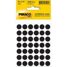 Etiqueta Adesiva Ø 12mm Preto TP-12 5 Folhas Pimaco