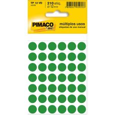 Etiqueta Adesiva Ø 12mm Verde TP-12 5 Folhas Pimaco