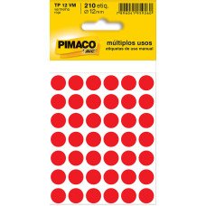 Etiqueta Adesiva Ø 12mm Vermelho TP-12 5 Folhas Pimaco