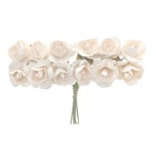Mini Flor de Papel Branco com 18 unidades