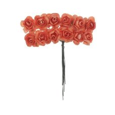 Mini Flor de Papel Laranja com 18 unidades
