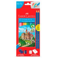 Lápis de Cor 12 Cores mais Kit Escolar Faber Castell 