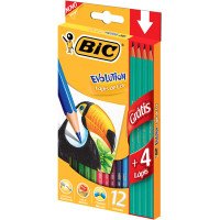 Lápis de Cor 12 Cores + 4 Lápis Preto Evolution Bic