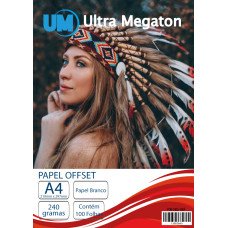 Papel Offset A4 240G Branco 100 Folhas Ultra Megaton
