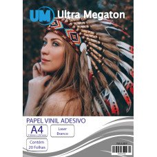 Papel Vinil Adesivo Branco Laser A4 20 Folhas Ultra Megaton