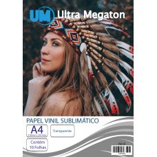 Papel Vinil Sublimatico Transparente A4 10 Folhas Ultra Megaton
